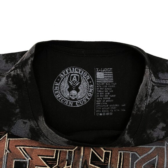 Vintage Y2K Affliction Skull Head Grunge Graphic Tie Dye Shirt Mens XL X-Large - Picture 3 of 5